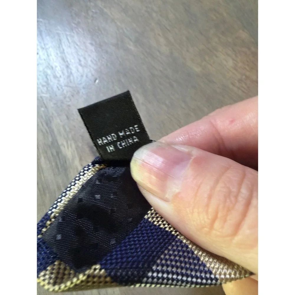 Pierre‎ Cardin Mens Necktie Gingham Check Navy Blue Yellow One Size